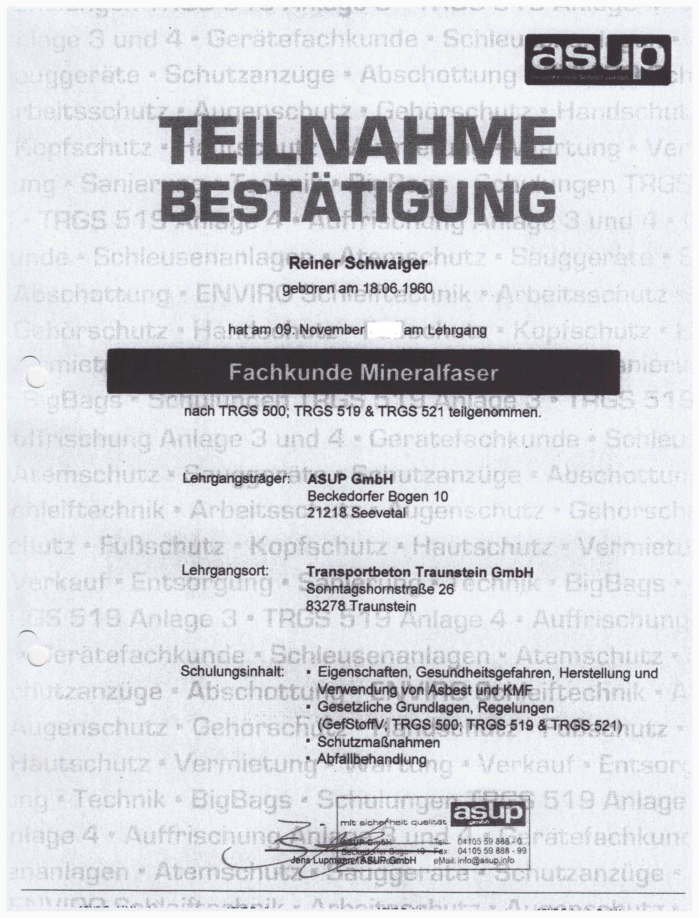 AST-Asbest-Zertifikate 2